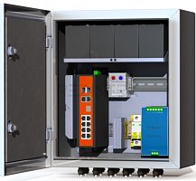 TSb-0801HR Узел доступа: шкаф с нагревателем, c ИБП с крепежом для АКБ; коммутатор  8 портов, uplink 2 SFP,  PoE 802.3 af/at, настенное крепление, входное напряжение 220В.