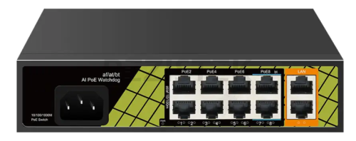 TSn-8FP10G2 Коммутатор 8x100Мбит/с PoE порта + 2x100Мбит/с порта Uplink